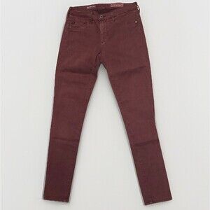 AG Adriano Goldschmied The Abbey Ankle Mid Rise Super Skinny Jeans Sz 26 Maroon